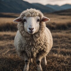 Fototapeta premium A cute chibi-style sheep with large eyes.