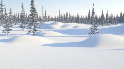 Fototapeta premium Serene winter landscape snow covered trees in tranquil white wonderland tranquil