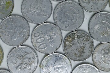 Indonesian coins isolated on white