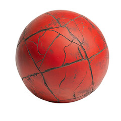 Fototapeta premium Close-up of a damaged red sport ball transparent background isolated png