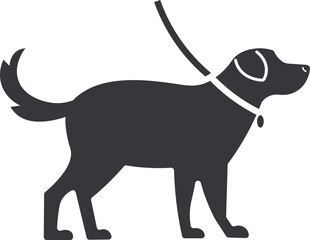 Isolated pictogram sign of dog, canine, k9, pet, animal with strap or leash