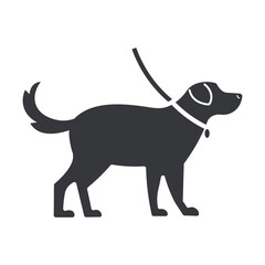 Isolated pictogram sign of dog, canine, k9, pet, animal with strap or leash