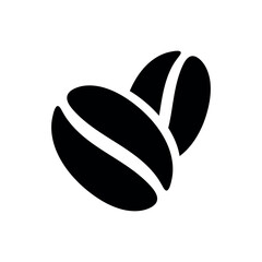 Obraz premium Coffee bean icon, black silhouette of coffee beans for logo, vector on white background
