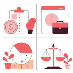 Blue & White Accounting Icons: Financial Symbols for Design yen tax data euro loss money graph chart