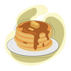 Delicious pancakes with butte.pile of pancakes with butter on top.