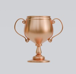 bronze trophy cups stand realistic style, on white background