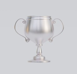 silver trophy cups stand realistic style, on white background