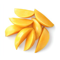 Mango sliced into cubes isolated on a white background
