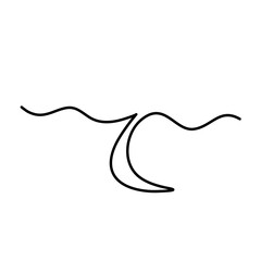 One continuous line drawing of moon