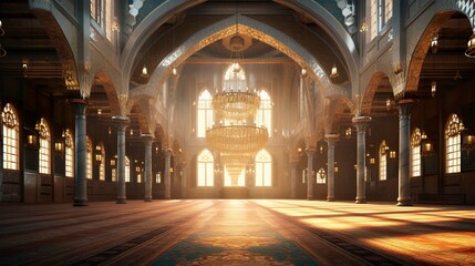 Fototapeta premium A photo of a mosques prayer hall