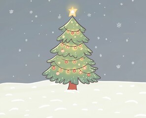 Fototapeta premium Christmas tree in the snow, vector