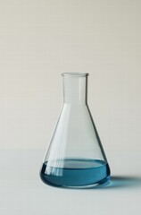 A glass beaker filled with blue liquid