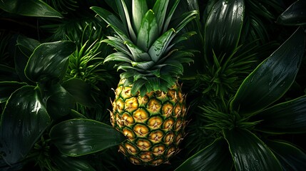 Fototapeta premium A photo of a pineapple with its leaves.