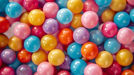 A background image of a pile of multi-colored balls. The balls are all different sizes and colors, and they are all arranged in a random order.