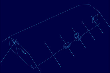 Blue image of a street tent. The street tent is positioned in the middle of the image