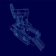 Blue drawing of a pump oil outline. The drawing is in blue and is very detailed