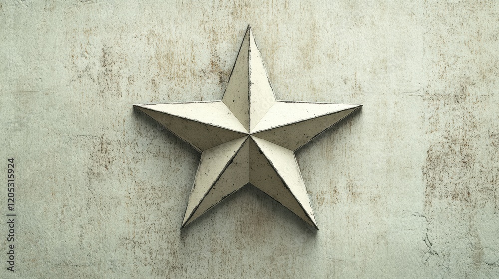 Poster Decorative five pointed star displayed on a textured wall with a rustic finish in a warm and inviting setting. Generative AI