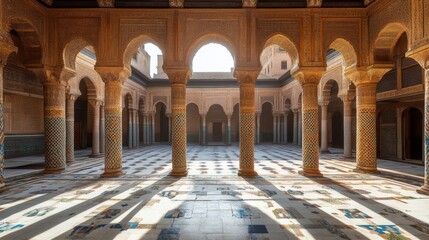 Obraz premium Ornate Courtyard With Columns And Archways