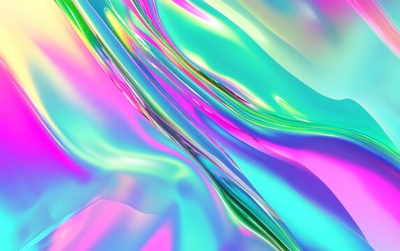 A futuristic gradient background with holographic colors.featuring vibrant greens, blues, and pinks.conveying innovation and modernity.ideal for tech and sci-fi content