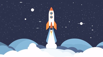 Clean Rocket Launch Design Representing Startup Growth