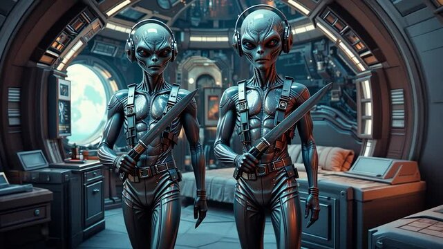Two aliens in the spaceship