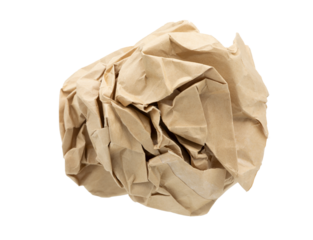 Crumpled paper on transparent background png file.	
