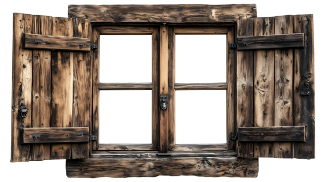 Vintage wooden window open