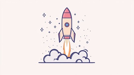 Rocket Launch Illustration Showing Startup Growth