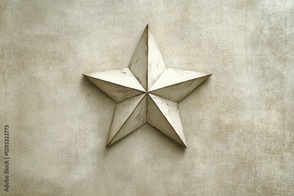 Aufkleber Decorative five pointed star mounted on a textured wall showcasing minimalistic design elements in a neutral color palette. Generative AI