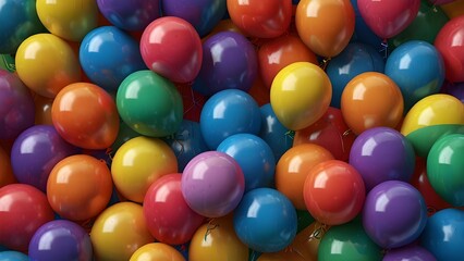 Bright abstract background of jumble of rainbow colored balloons celebrating gay pride Generative A