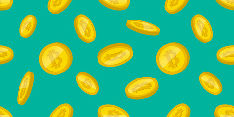 bitcoin coins seamless pattern print design vector illustration