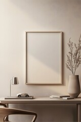 Minimalist Modern Shelf with Vintage Accents and Warm Lighting for Interior Design Photography