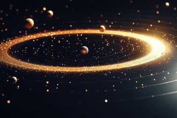 Obraz premium Planetary system with celestial bodies in the galaxy, suitable for science and technology related projects