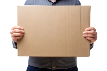 man holding cardboard box