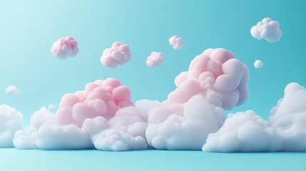 Obraz premium 3D cloud effect for ad banner, blending depth and softness with three-dimensional clouds for a modern banner design