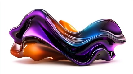 Abstract Fluid Sculpture: A Symphony of Purple, Blue, and Orange Hues