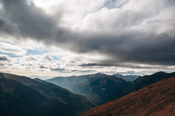 Scenic Mountain Range Under Cloudy Sky