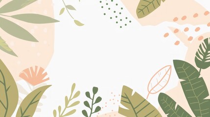 Tropical Leaves Frame: Elegant Botanical Illustration