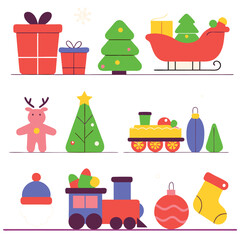 Festive Winter Icons: Christmas Symbols & Holiday Cheer tree gift bell star santa holly wreath design