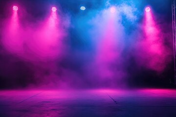 Stage with pink and blue lights