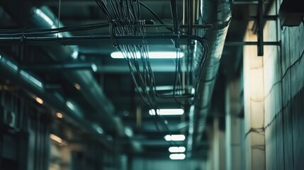 Obraz premium Industrial Underbelly: A Glimpse into the Hidden Infrastructure