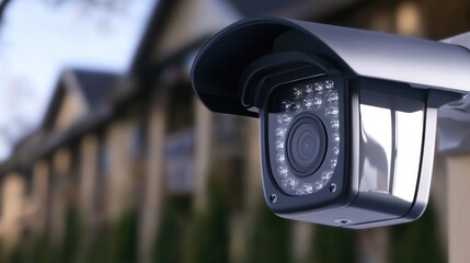 Security camera installed on the side of a house