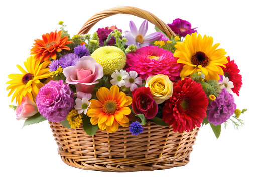 bouquet of flowers in basket