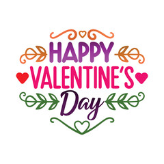 Obraz premium Lettering & Typography of Happy Valentine’s Day Vector Illustration, Romantic Design Art.