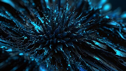 Fototapeta premium Abstract representation of dynamic fluid shapes in blue tones, evoking energy and movement.