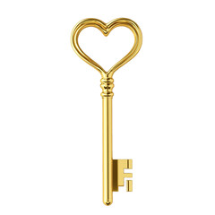 Golden key with a heart shape on it