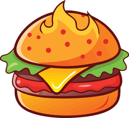 Hot Burger Clipart - Creative Vector Design for Food Lovers