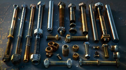 Fototapeta premium A photo of a collection of different types of bolt