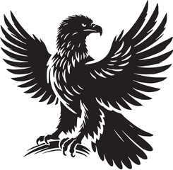 Black Color Bald Eagle Silhouette Vector Illustration, Solid White Background. minimal vector design