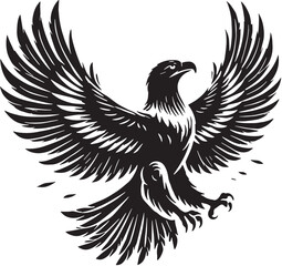 Black Color Bald Eagle Silhouette Vector Illustration, Solid White Background. minimal vector design